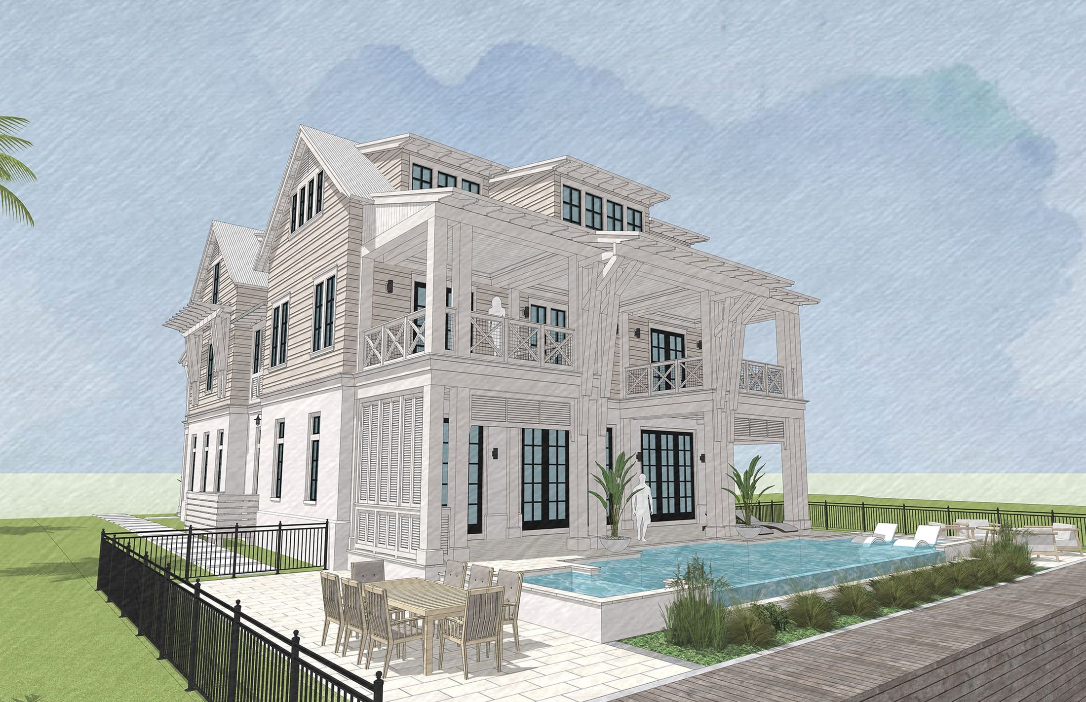 Outdoor dining beside the pool