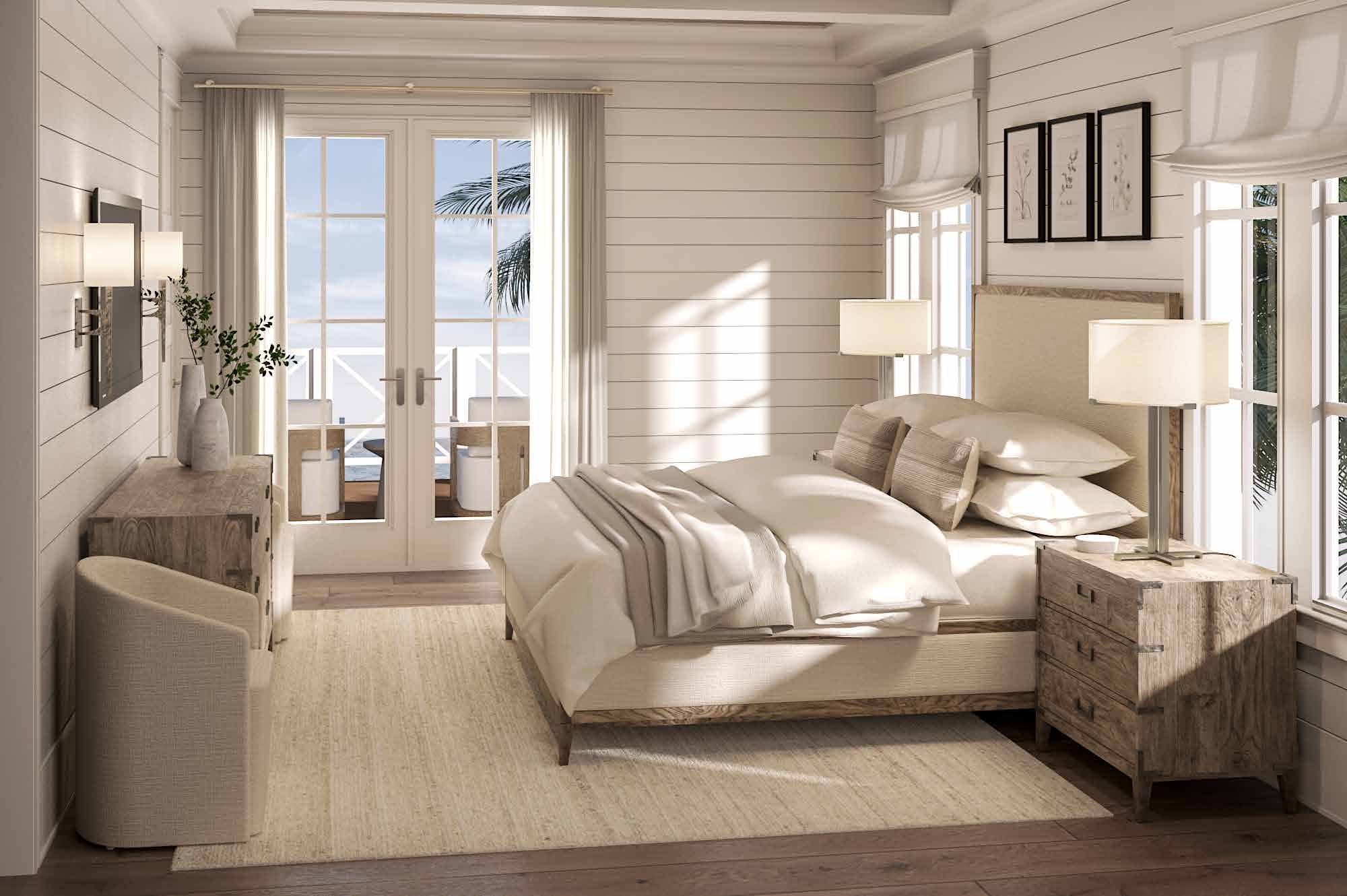 Secondary primary bedroom opening to a balcony